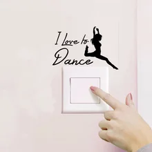 Eu amo dançar citação vinil interruptor adesivos artísticos removível adesivos de parede decoração para casa sala a2061