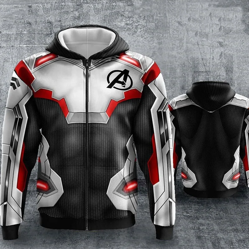 3D Printed Avengers Endgame Cosplay Quantum Realm Costumes Sweatshirt Hoodie Captain Marvel Tech Hooded Superhero Zipper Jacket