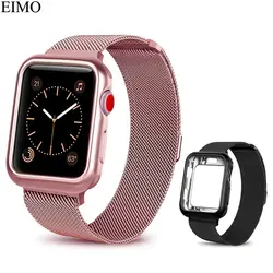 EIMO Milanese Loop ремешок для Apple Watch случае Iwatch ремешок 42 мм 38 мм серии 3/2/1 браслет наручные Нержавеющая сталь сетки ремешки