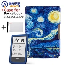 Защитный чехол для pocketbook 614/624/626/640, Роскошный чехол из искусственной кожи, Бесплатная доставка + Защитная пленка + стилус(China)