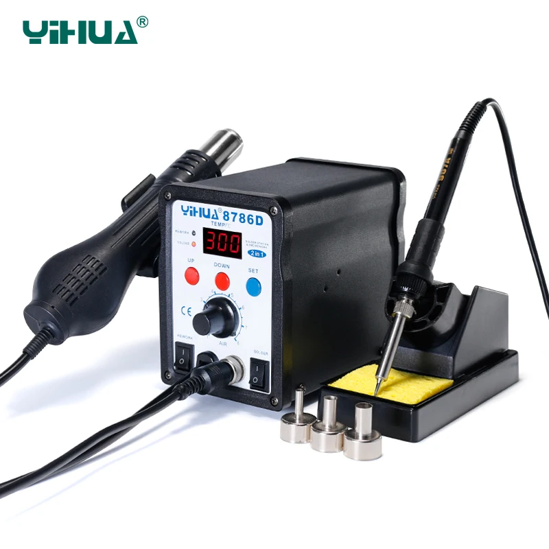 YIHUA 8786D обновления паяльная станция 2 в 1 SMD горячего воздуха пистолет