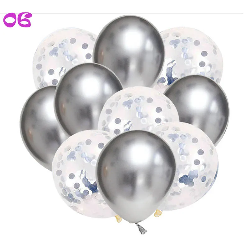 10pcs 12 Inch Sequin Balloon set Wedding Birthday Colorful Ballon confetti Balloon Baby Shower Party Decoration supplies
