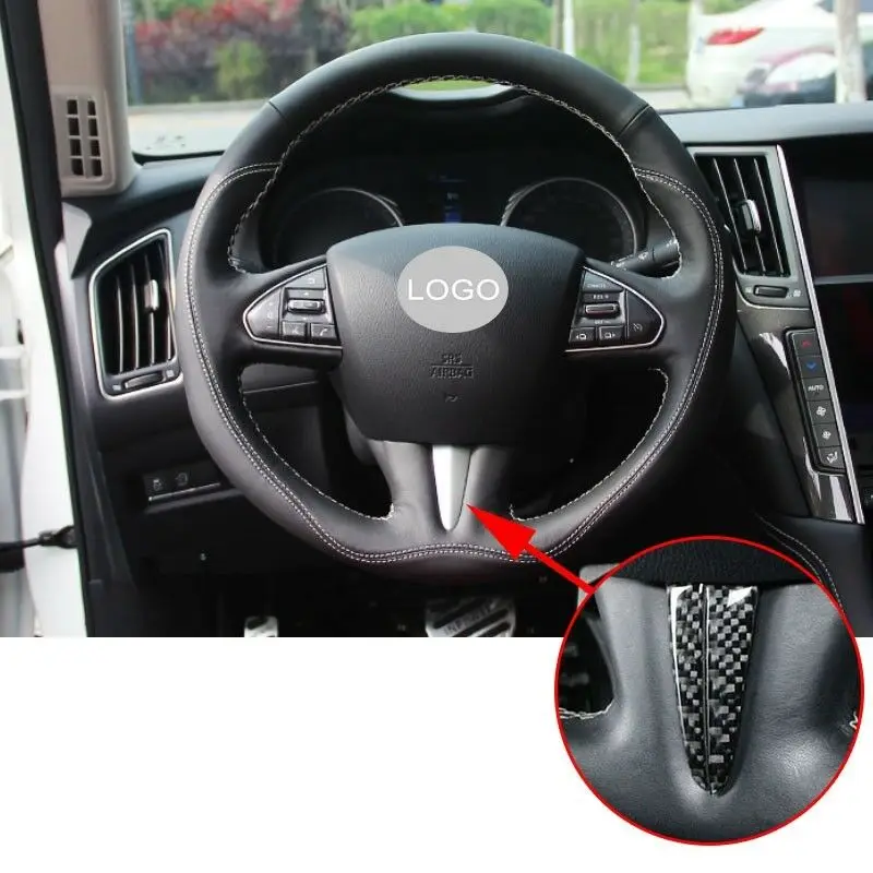 Real Carbon Fiber Steering Wheel Sticker Trim For Infiniti Q50 2014 2015 2016 2017 2018 Steering