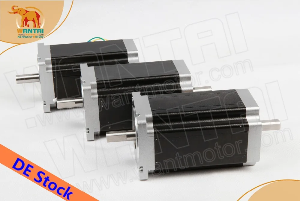 Германия бесплатно! CNC Wantai 3 шт. Nema34 шаговый двигатель 85BYGH450C-012B двойной вал 1600oz-in 3.5A