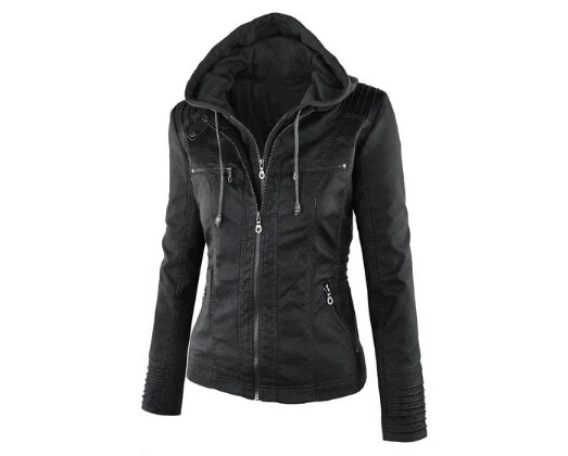 Хит, осенне-зимняя Модная брендовая женская куртка из искусственной кожи, мотоциклетная кожаная куртка на молнии, приталенная короткая Дизайнерская куртка из искусственной кожи - Цвет: Черный
