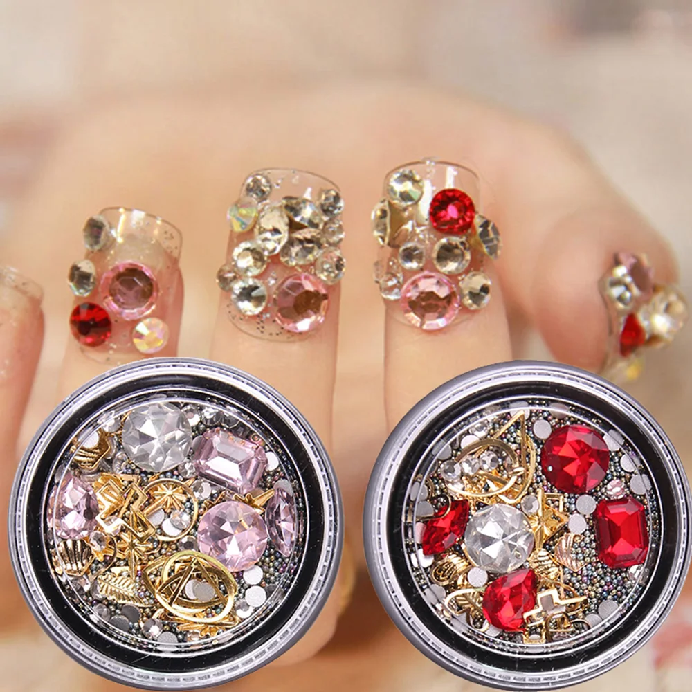 

Colorful Nail Jewelry Beads Caviar Nails Art Decoration Diamonds Tips Glass Glitter Rhinestones for Nail Mixed 3D Manicure DIY