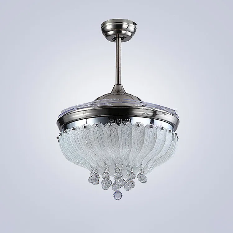 Высокое качество потолочная лампа вентилятора Роза 42 дюйма 108 см светодиодный потолочный светильник для гостиной 85-265 в серебристый затемняющий пульт дистанционного управления потолочный вентилятор лампа