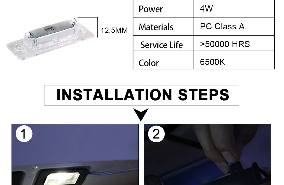 Error Free 18 LEDs 2835 SMD Car Led License Plate Lights Lamp 6500K 12V for VW Passat B5 Caddy T5 JettaSyncro MK5 Auto Stylings (9)