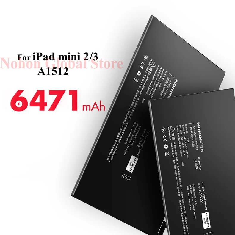Nohon Батарея для iPad mini 2 3 A1512 mini2 mini3 6200-6471 мА/ч, A1489 A1490 A1491 A1599 акумуляторная батарея для Apple iPad mini 2 3 батареи