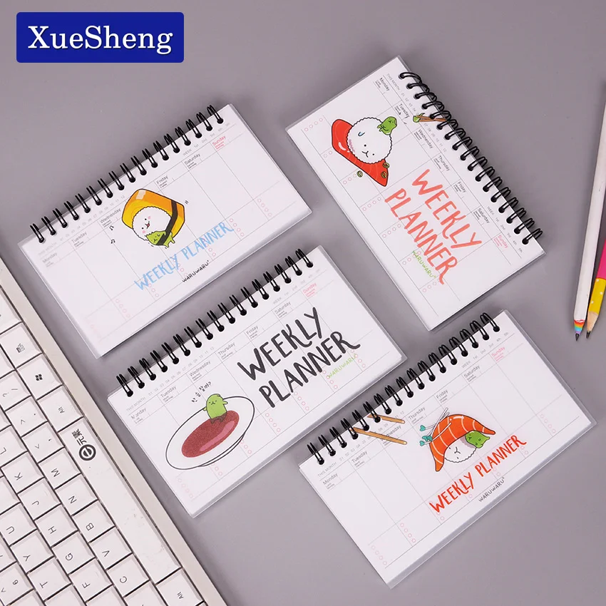 

Cute Kawaii Cartoon Weekly Planner Coil Notebook Agenda Filofax For Kids Gift Korean Stationery