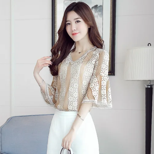 Женские топы и блузки летняя блузка для женщин 2019 спикер рукав женские v образный