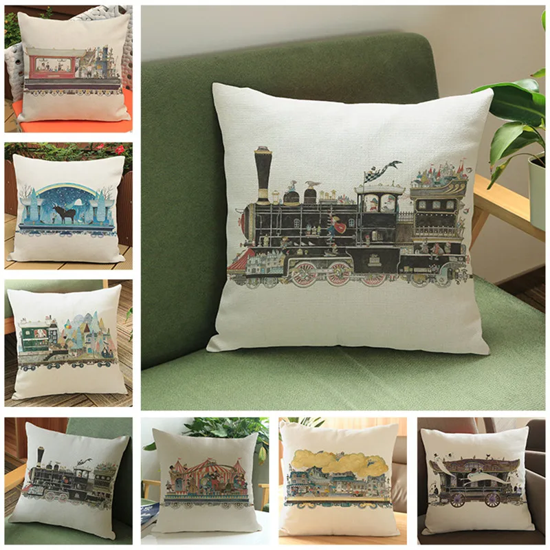 الكرتون الرجعية حلم قطار البيج كيس وسادة غطاء الوسادة كرسي كنبة مكتب المنزل فندق مقهى الديكور هدية للأطفال الكرتون الرجعية حلم قطار البيج كيس وسادة غطاء الوسادة كرسي كنبة مكتب المنزل فندق مقهى الديكور هدية للأطفال