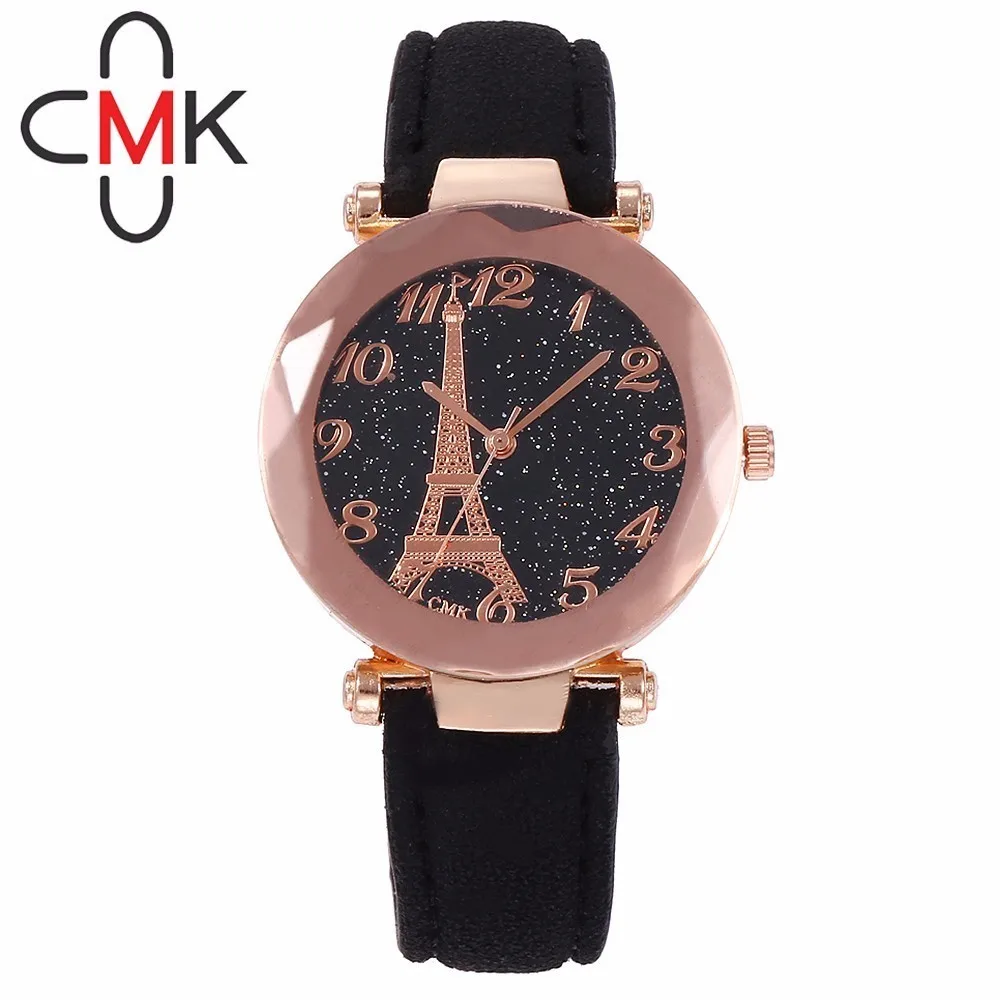 

Hot Fashion Women Romantic Starry Sky & Eiffel Tower Dial Wrist Watch Luxury Leather Clock Relogio Feminino Drop Shipping