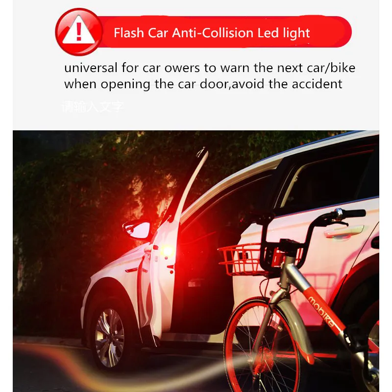 

2pcs door openning signal lamps 5 leds magnetic wireless anti collision warning lights changeable button battery car lights