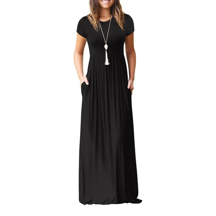 

Women Long Bandage pocket Dress Party Floor Length Dress Maxi Chiffon Sleeveless o Neck Multiway Convertible Dresses#GH