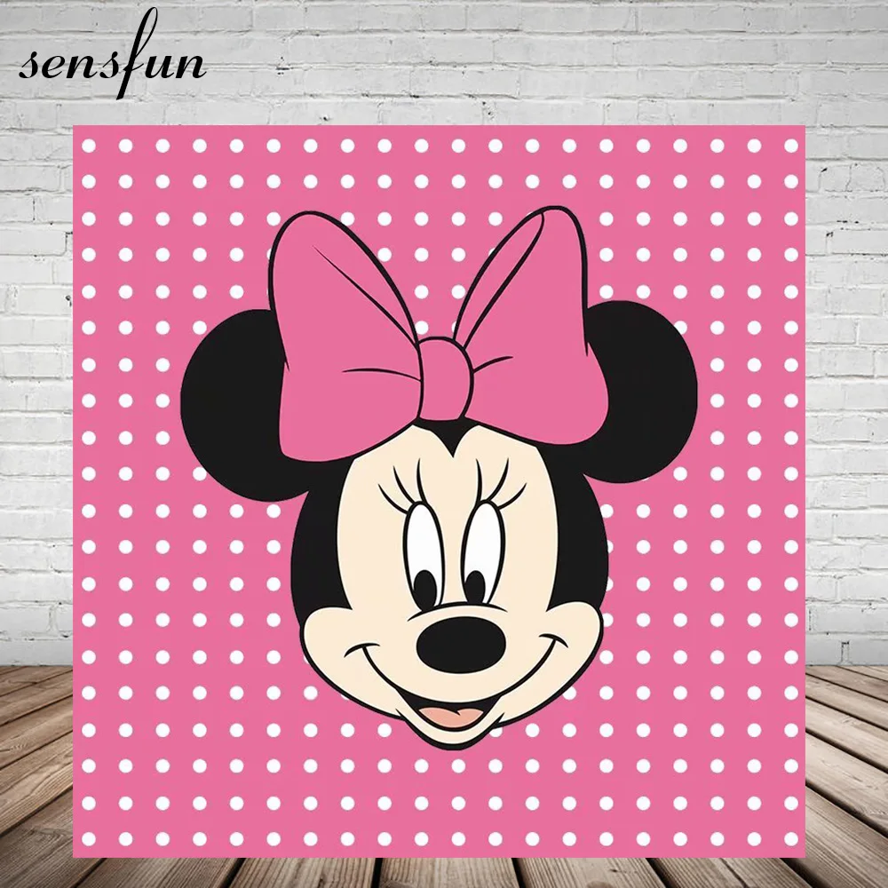 

Sensfun Hot pink White Polka Dot Smile Minnie Backgrounds For Photo Studio Girls Birthday Party Backdrop Vinyl