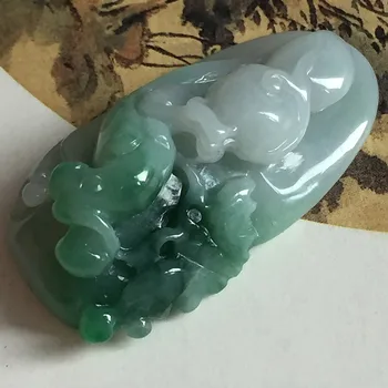 

Natural Burmese stone hand-carved calabash men and women pendant necklace/1