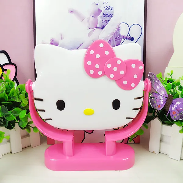 

Kitty Cosmetic Makeup Mirror KT Dresser Round Vanity Mirror Rotate 360 Degrees The Three-dimensional Cartoon Characters