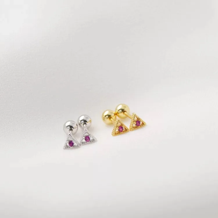 Серьги из стерлингового серебра 925 пробы, Модный Циркон, треугольный винт Сережка-гвоздик, кости, гвозди, дикий простой тренд, женский серебряный драгоценный камень