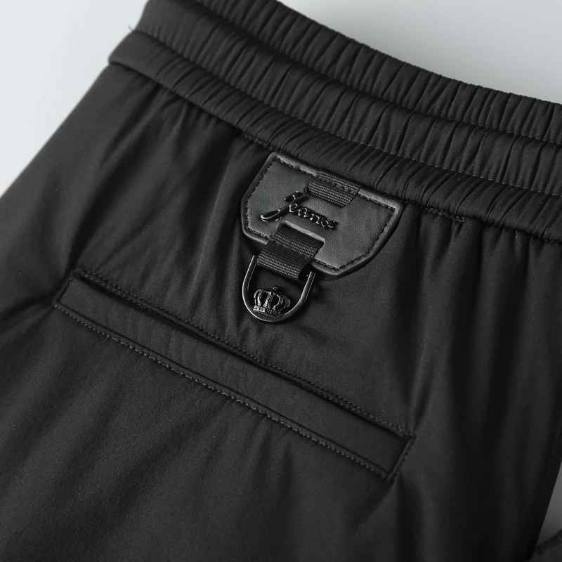 

Winter Thickened Men's Trousers Down Cotton And Fleece Lining Men's Elastic Waist Slim Casual Pants Cotton Pants