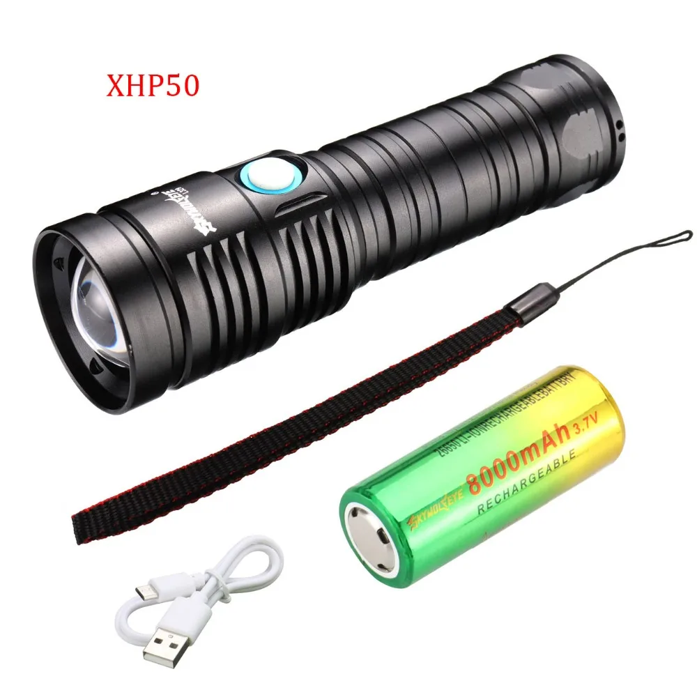 Мощный фонарик 40000 лм xhp50.2 usb зарядка Zoom xhp50 светодиодный фонарь 26650 Аккумулятор