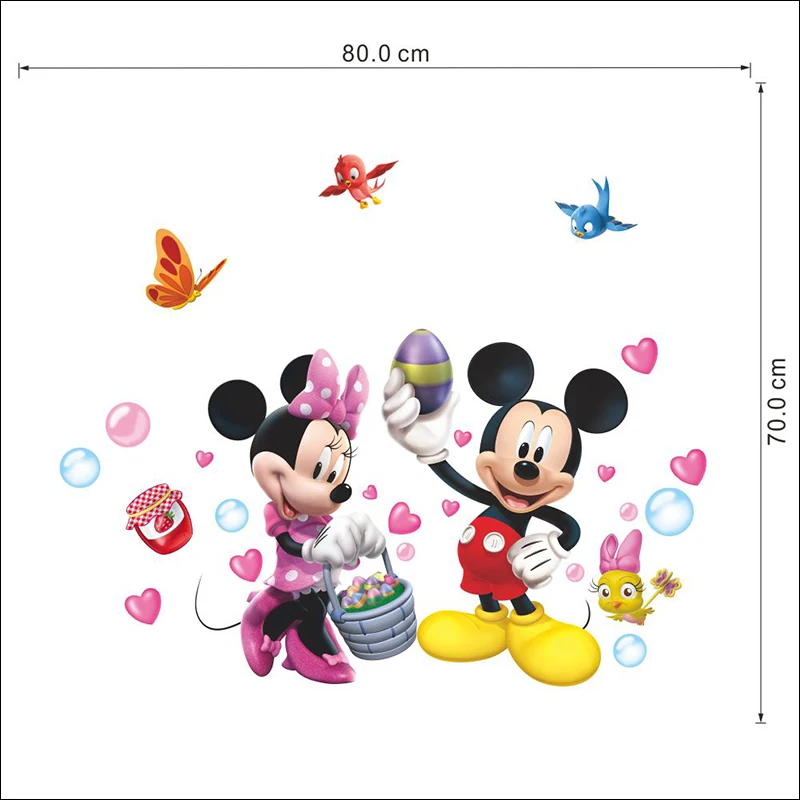 Disney Cartoon Mickey Minnie Mouse PVC Wall Stickers For Nursery Kids Room Home Decor Living Room Anime Mural Wall Art DIY Decal