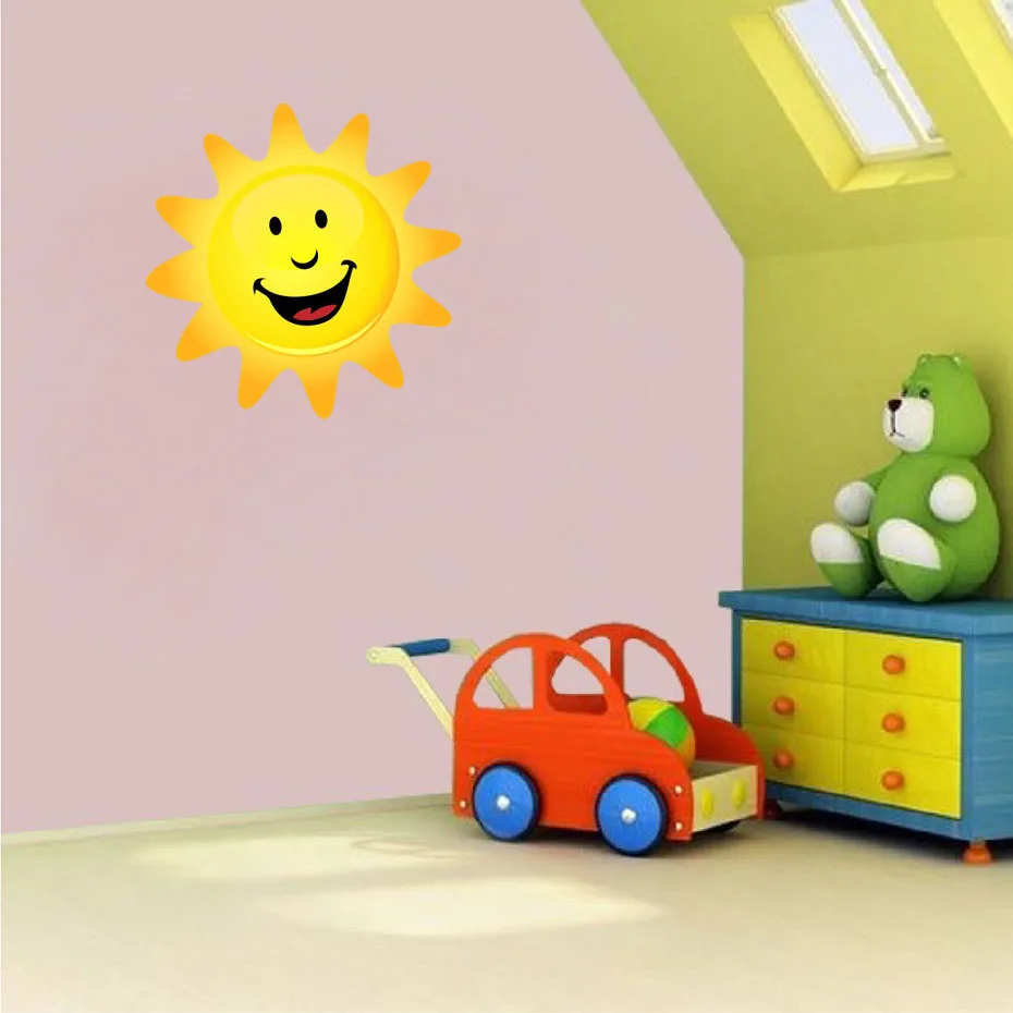

Smile Sun Wall Stickers Cartoon Pattern Wall Decal For Kindergarten Kids Room Wallpaper Diy Art Poster Mural Home Decor