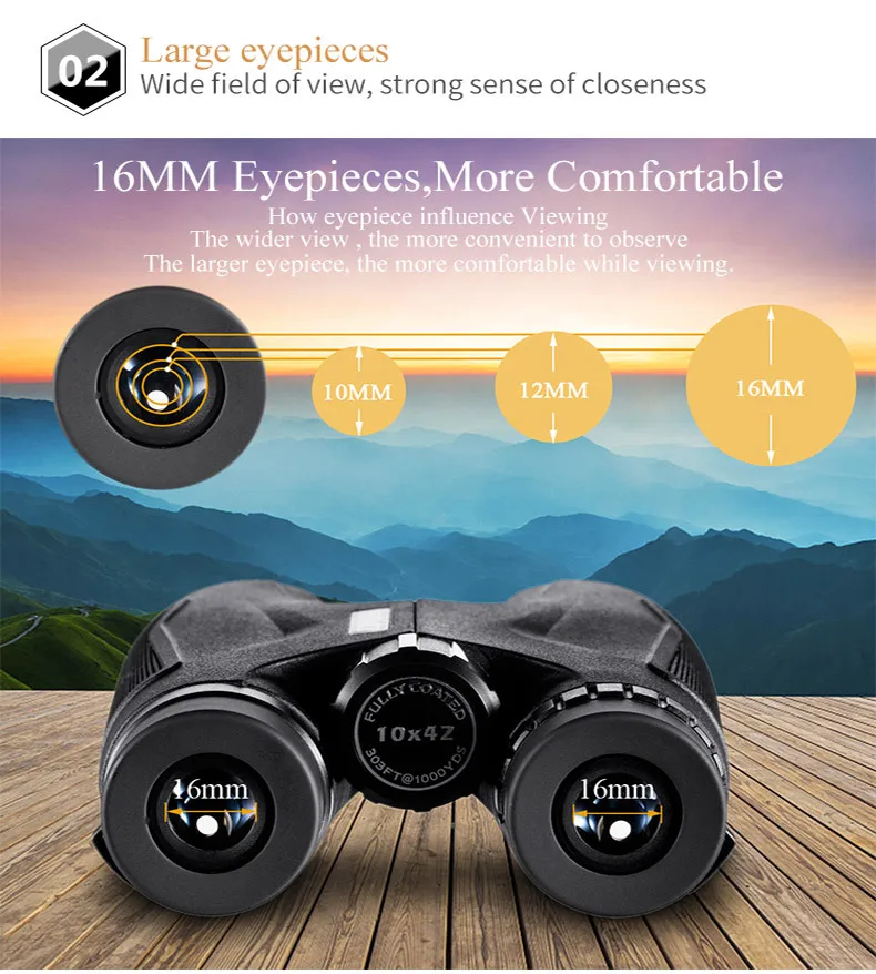 Бинокль высокой четкости водонепроницаемый охотничий кемпинговый телескоп широкий угол мощный бинокль дальномер телескоп окуляр