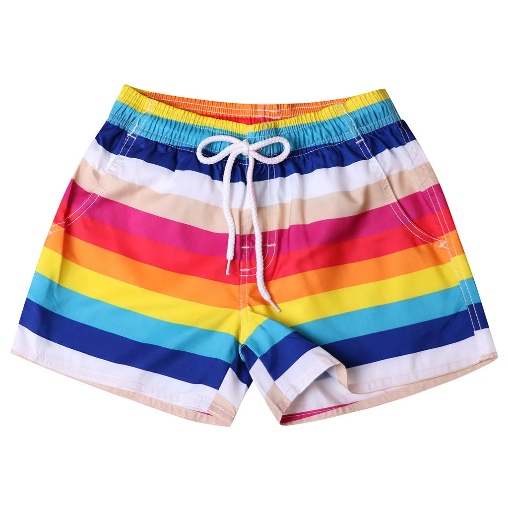 

MUQGEW Fashion Men's Swimming Trunks Sweat Suit Sport Shorts Quick Dry Beach Surfing Running Swimming Watershort Rainbow Pants