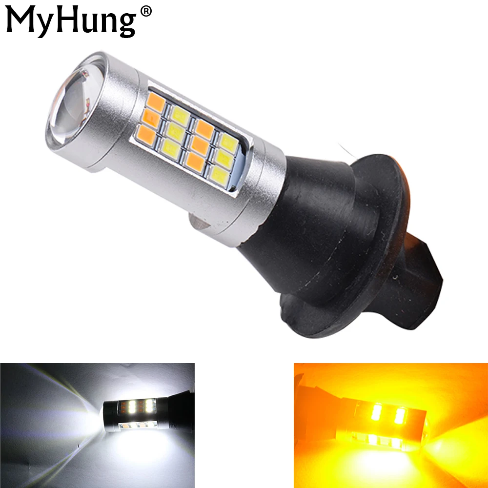 

Car LED Headlight 2x 50W 2835 42SMD 7440 W21W T20 Error Free Headlight Double Color Front Daytime Running Light Lamp 1 pair