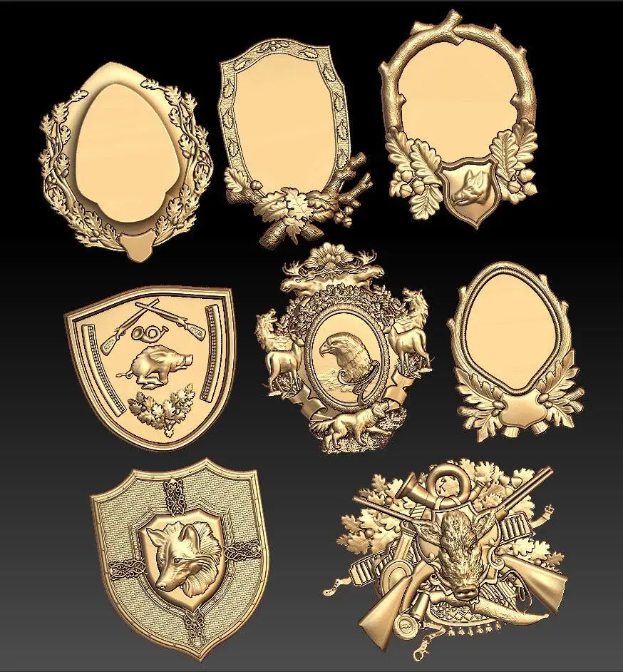 8 шт. охотничьи Medallions3d STL модель для фрезерного станка с ЧПУ гравер рельефный