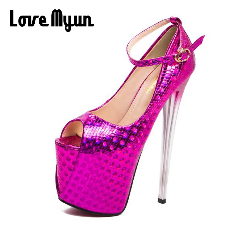 BIG SIZE 43 super High Heels Wedding Party Shoes Women Pumps High Heels 20cm Thick Soles Open peep Toe Sexy Pumps Platform NN-99