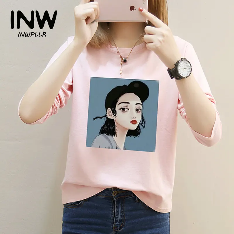 Buy New Arrival Funny Print T shirt Women Korean Long