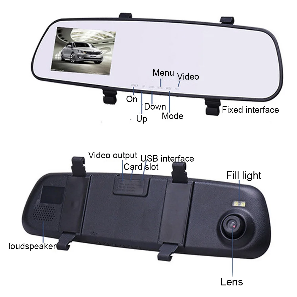 TOSPRA 3.5inch Full HD 1080P Car DVR Dash Cam Recorder Blue/White Mirror Video Registrator Camcorder Rearview DVR View Camera
