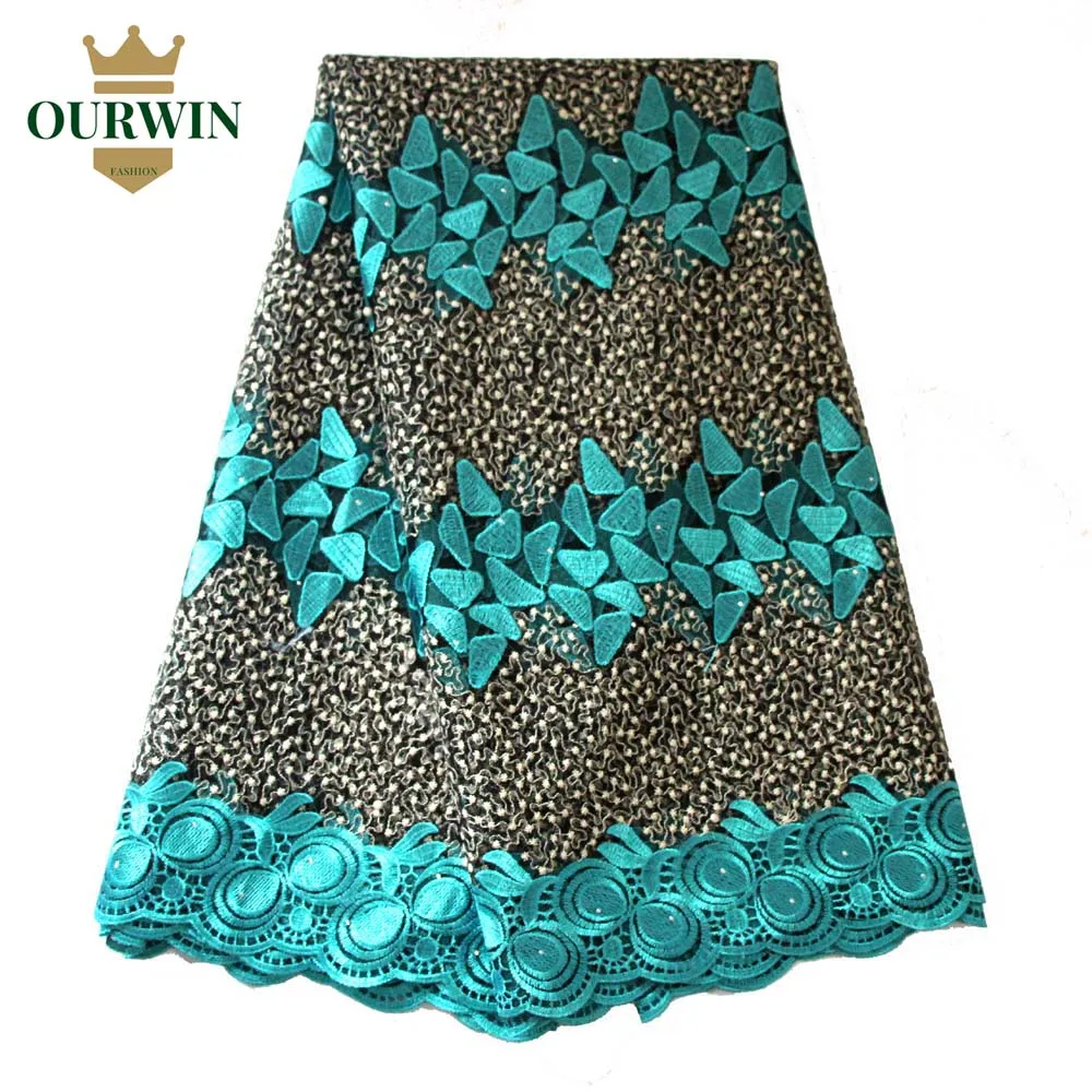teal green african lace fabric 
