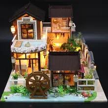 DIY Кукольный дом игрушка деревянный Miniatura кукольные домики миниатюрный кукольный домик игрушки с мебель светодио дный фонари подарок на день рождения
