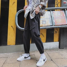 Fashion Casual Men's Trousers Autumn New M-2XL Solid Color Loose Beam Pants Black Army Green Personality Youth Popular Fashion Casual Men's Trousers Autumn New M-2XL Solid Color Loose Beam Pants Black Army Green Personality Youth Popular