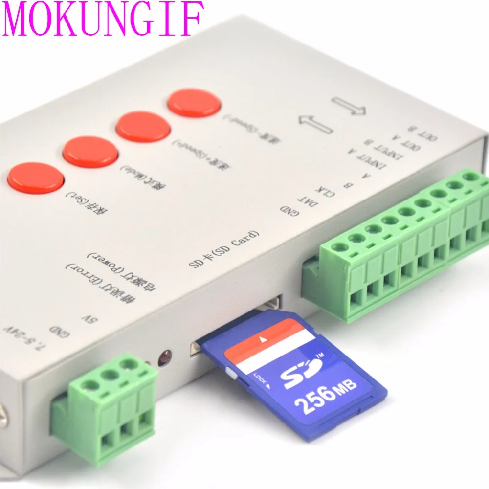 Mokungif 10 шт. DC5V-24V T-1000S SD Card LED Управление; светодиодный пиксель Управление 2048 пикселей с SD cardSupport DMX512 RGB управление;