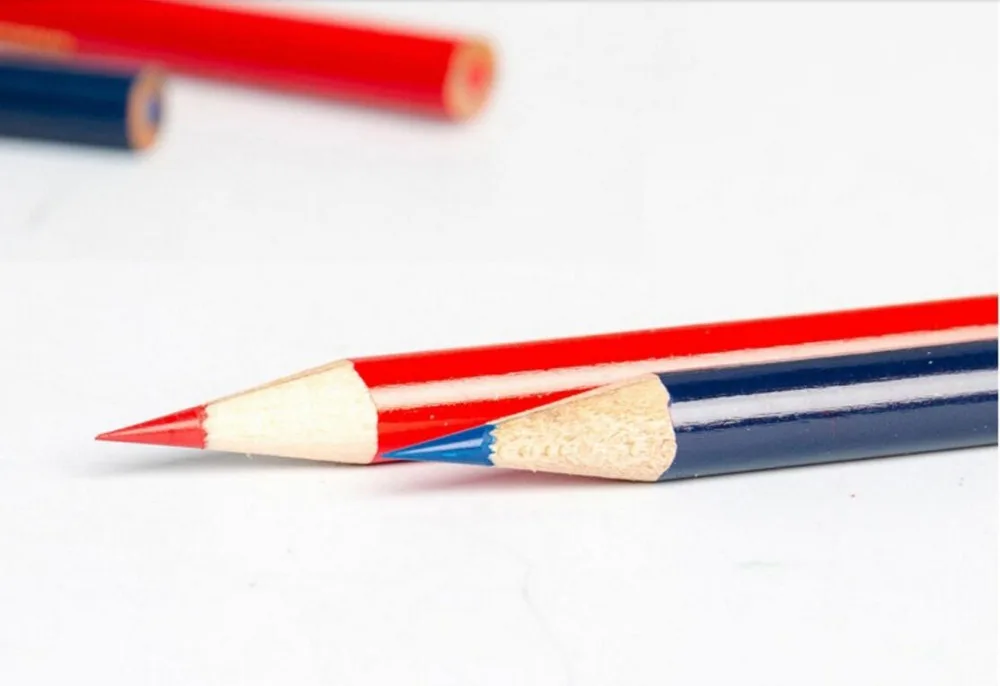 50pc/lot Red Blue Pencil Double Head Design Drawing Marker pen Woodworking Color design supplies for Archives Center |