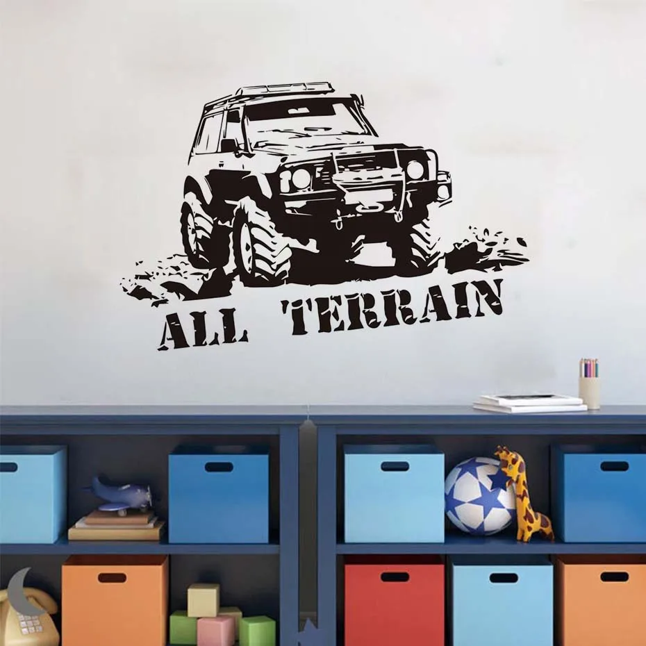 Wall Decals Cartoon Car Funny Mountain Truck All Terrain Letters Home Interior Decor Vinyl Removable Sticker For Kids Room | Дом и сад