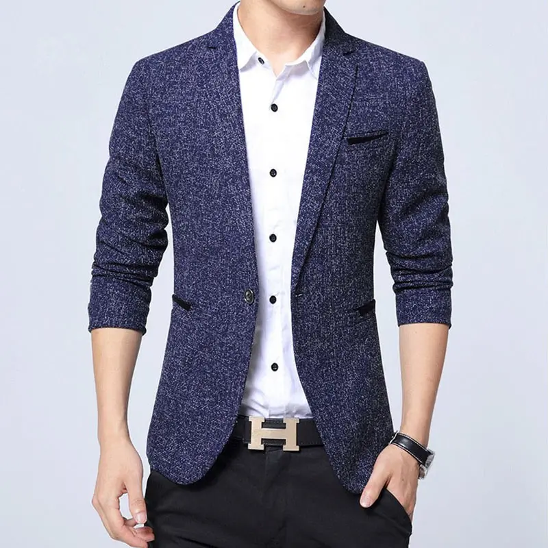 Роскошный пиджак Мужская Повседневная slim fit Мужчины хлопок дышащий мужской