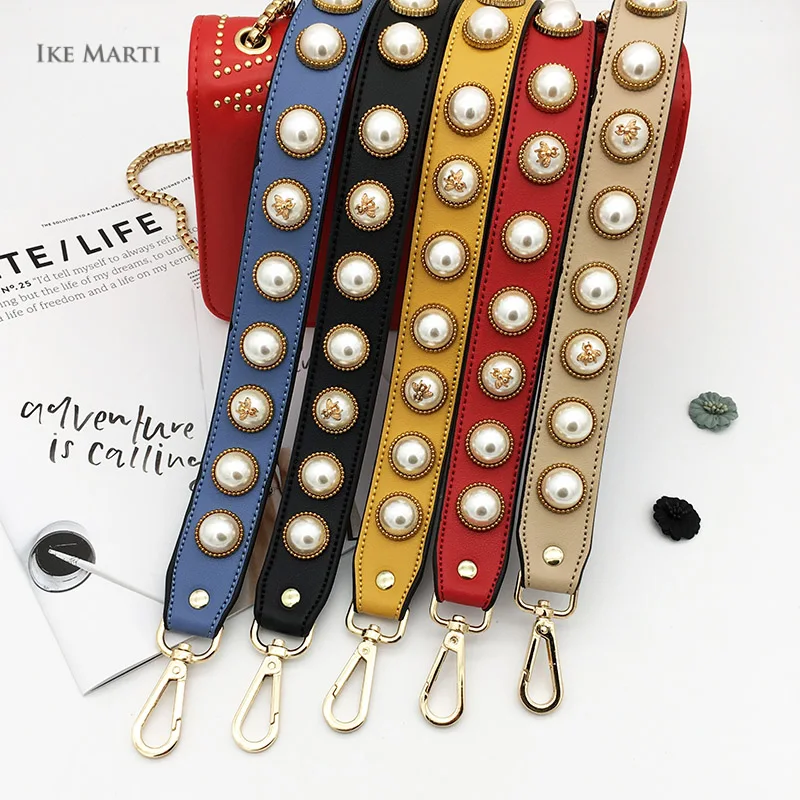 

Hot Pearl Wide Shoulder Bag Strap Women Leather Handbag Straps You for Bags Accessories Colorful Straps for Handbags Handle Belt