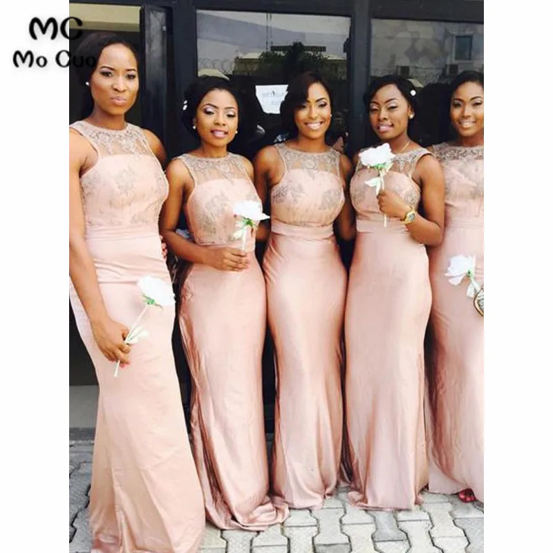 

In Stock 2019 Mermaid Bridesmaid Dresses Long with Lace Sleeveless Chiffon Wedding Party Dress Bridesmaid Dress Custom Made