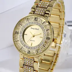 Металлический браслет Кварцевый браслет золотой браслет с кристаллами и бриллиантами золотые часы