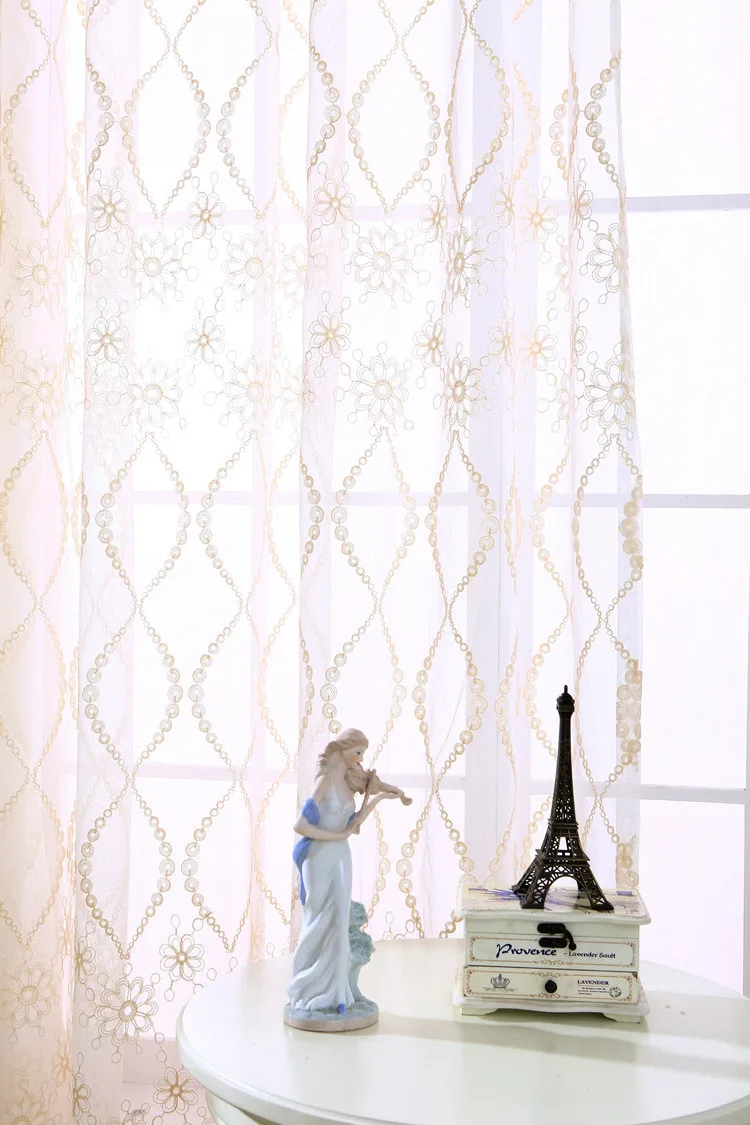 Корейская имитация белье Белый Тюль гардины для Гостиная вышитые вуаль шторы для Спальня прозрачные шторы