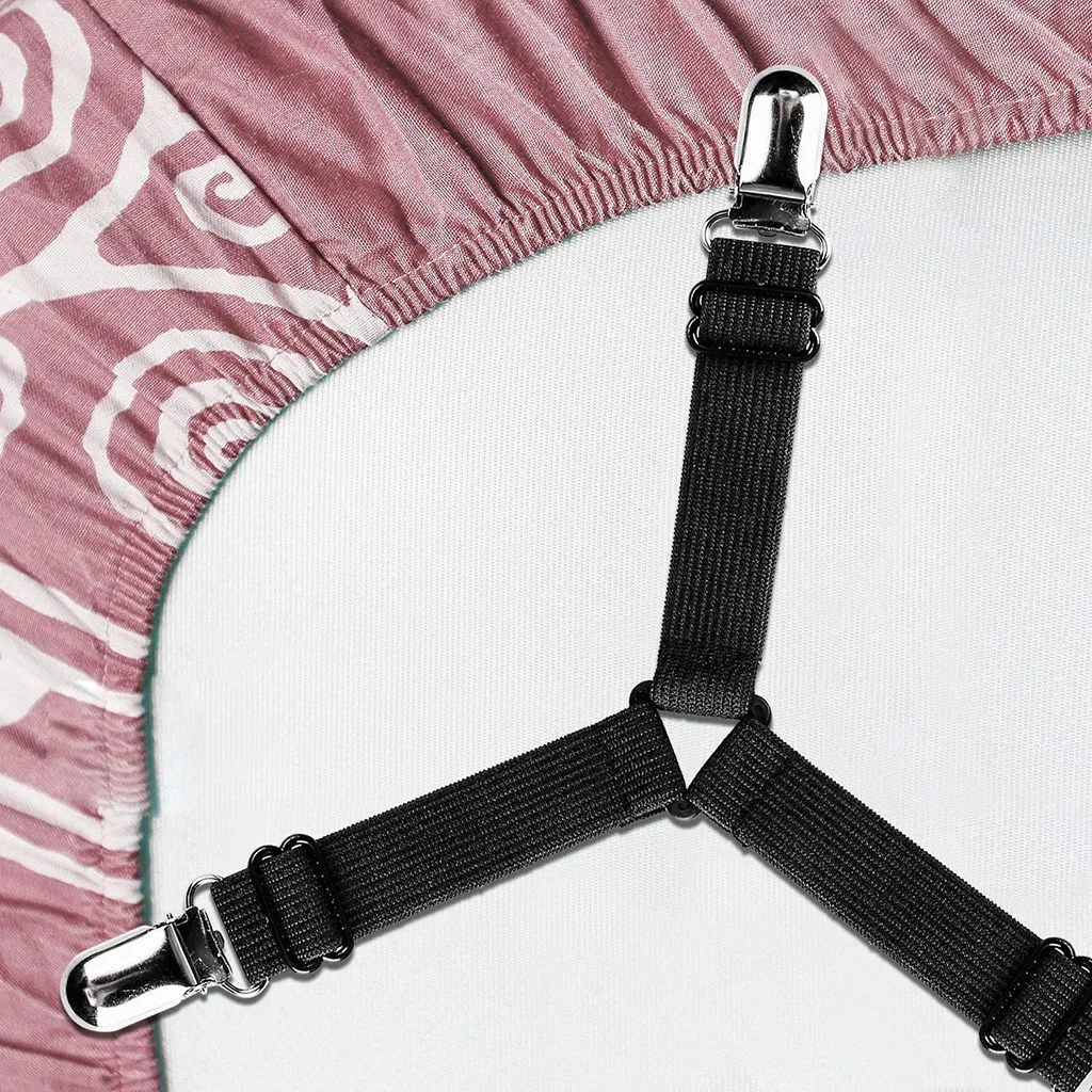 

Adjustable Elastic Bed Sheet Grippers Clip Mattress Cover Blankets Holder Fasteners White Bedding Buckle Slip-Resistant Belt