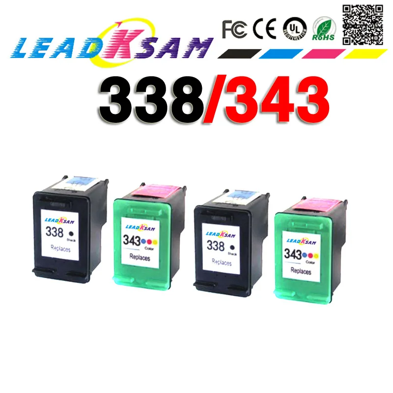 4x совместимый картридж с чернилами для hp338 343 Photosmart C3100 C3110 C3140 C3150 C3170 C3180 C3190 Officejet H470