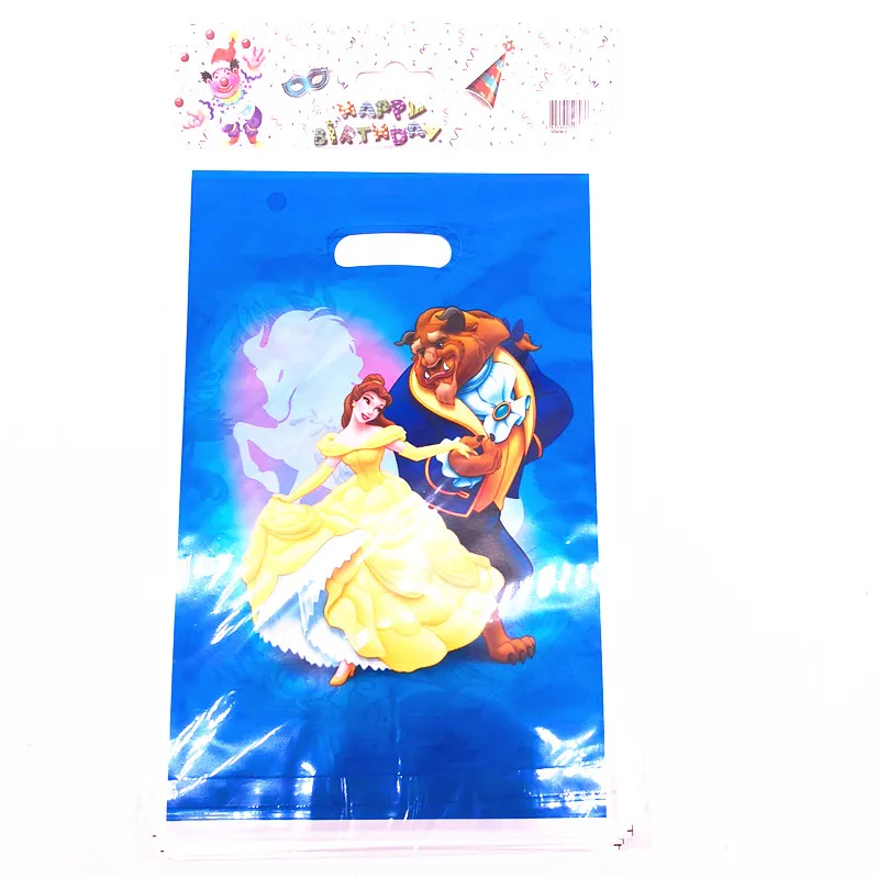

20Pcs/Lot Cartoon Bags Gift Bags Cartoon Beauty and beast Theme Boy Girl Happy Birthday Party Decoration Party Supplies for Kids