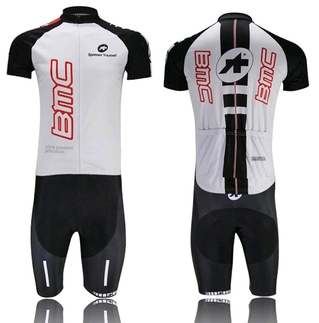 Men's white &amp black Bicycle Riding short-sleeved jersey + bib shorts suit | Спорт и развлечения