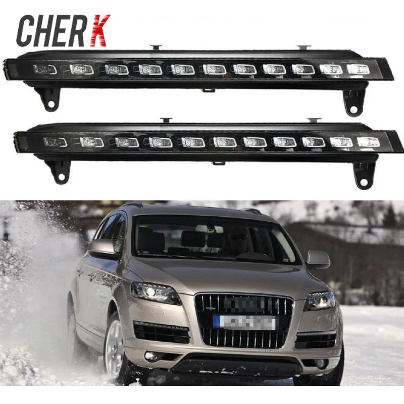 

Cherk Yellow Turning Signal Light Car DRL Waterproof 12V LED Daytime Running Light Fog Lamp For Audi Q7 2006 2007 2008 2009